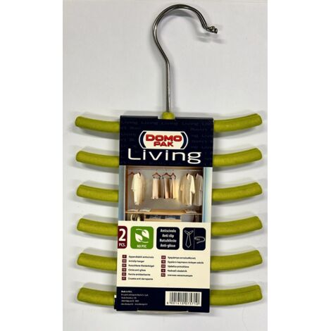 DOMOPAK - SET 2 GRUCCE APPENDI CRAVATTE,ANTISCIVOLO - 16CM COLORI VERDE MELA E MARRONE (1/2)