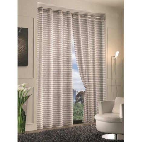 HOME COLLECTIONS - COPPIA TENDINE STRIPES 70X240CM PIOMBO IN POLIESTERE (1/2)