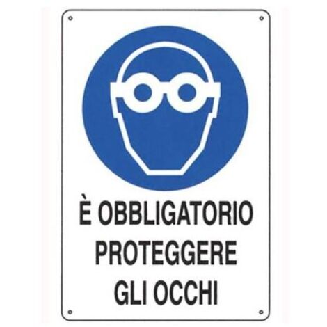 PUBBLICENTRO - CARTELLO E' OBBLIGATORIOPROTEGGERE GLI OCCHI 300X200mm IN ALLUMINIO