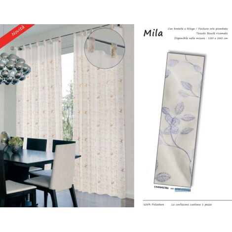 HOME COLLECTIONS - PANNELLO TENDA MILA 140X280CM AZZURRO CON ANELLI IN POLIESTERE