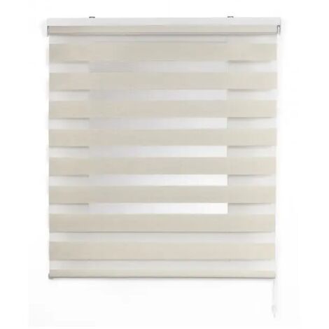 STOR PLANET - DUOLUX - TENDA A RULLO SEMIFILTRANTE CON FRANGE TRASPARENTI COLORE LINO - 60X180cm (1/4)