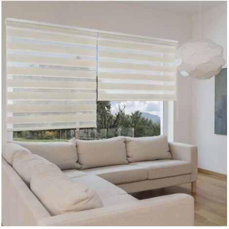 STOR PLANET - DUOLUX - TENDA A RULLO SEMIFILTRANTE CON FRANGE TRASPARENTI COLORE LINO - 100X180CM