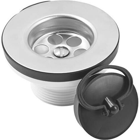 VALVOLA DI SCARICO PER LAVELLI - IN PLASTICA/ACCIAIO INOX - CON TAPPO (1/4)