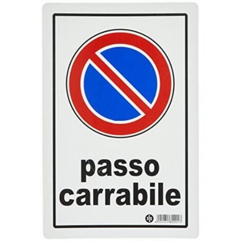 CARTELLO PLASTICA 300X200 MM ''PASSO CARRABILE''