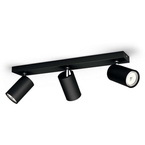 Philips kosipo faretto 3 luci nero in metallo attacco gu10 living