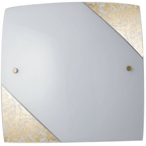 "Plafoniera PARIS in vetro con decoro in foglia oro 30x30 cm."