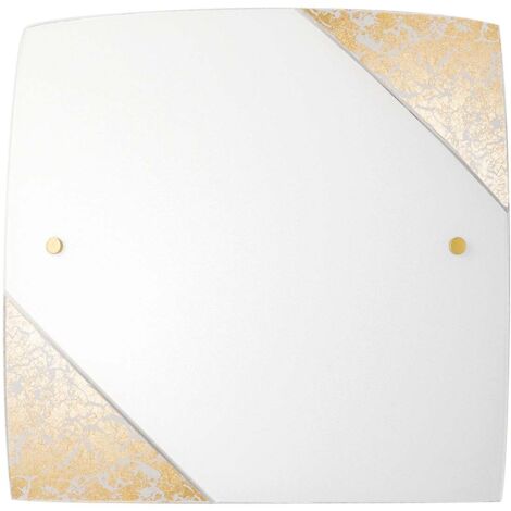 "Plafoniera PARIS in vetro con decoro in foglia oro 40x40 cm."