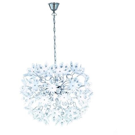 lampadario "blowball" con fiori trasparenti diametro 50 cm