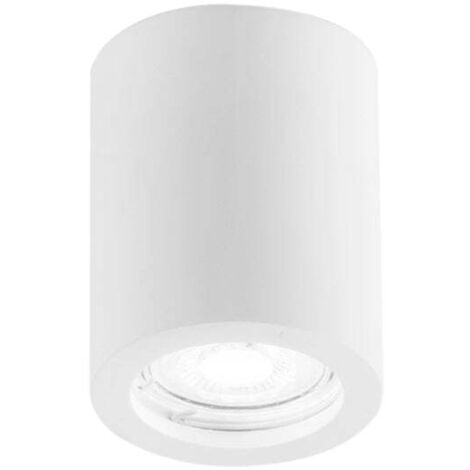 Plafoniera SPACE rotonda bianca in gesso verniciabile con ghiera orientabile