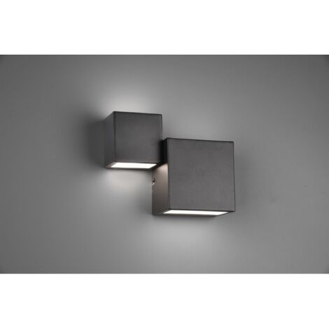 MIGUEL APPLIQUE METALLO NERO OPACO DOPPIO CUBO A BI-EMISSIONE DI LUCE L. 20,5CM X H. 16,5CM. 12W LED, 3.000K, 1.000Lm (1/5)
