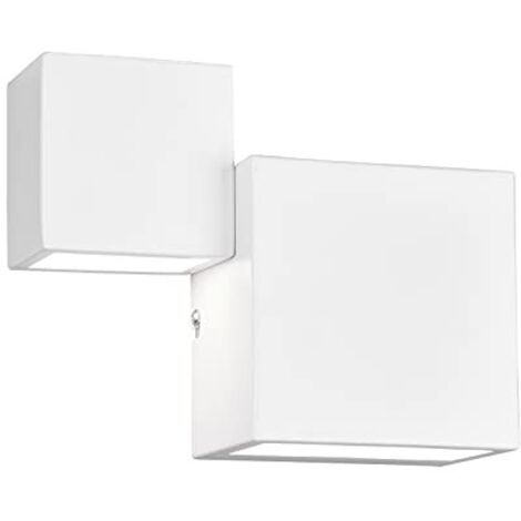 MIGUEL APPLIQUE METALLO BIANCO OPACO DOPPIO CUBO A BI-EMISSIONE DI LUCE L. 20,5CM X H. 16,5CM. 12W LED, 3.000K, 1.000Lm (1/4)