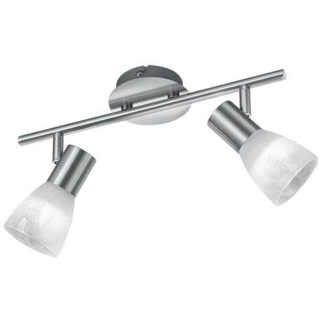 VISTO BARRA 2 SPOTS METALLO ACCIAIO CONVETRI ALABASTRO L. 33CM. 2 x E14 4W, 2 x 320Lumen, 3000K