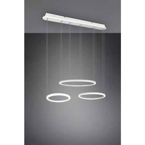 MORRISON SOSPENSIONE LED 3 ANELLI BIANCACON REGOLAZIONE INTENSITA' E TEMPERATURA DI COLORE AD INTERRUTTORE L.90CM. LED 60W, 2.300K-3.000K-4000K, 6800LM (1/5)