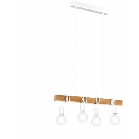 TOWNSHEND LAMPADA A SOSPENSIONE VINTAGEA4 LUCI E27 IN ACCIAIO E LEGNO BIANCO/MARRONE (1/5)