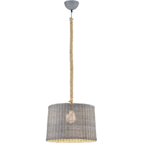 TRIO LEUCHTEN - LAMPADARIO A SOSPENSIONEROTIN GRIGIO CORDA IN JUTA (1/2)