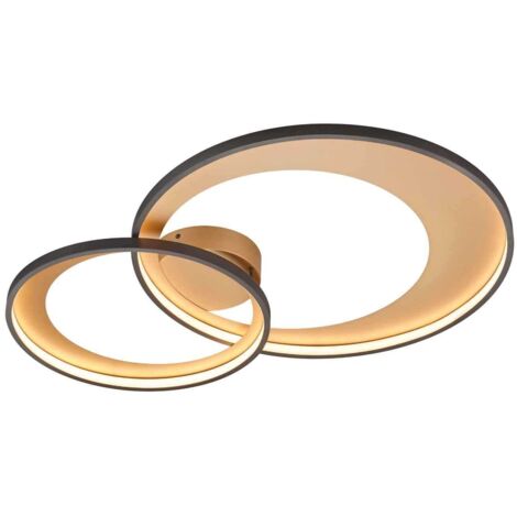 GRANADA PLAFONIERA LED DOPPIO CERCHIO NERO CON RIFLETTORE ORO OPACO CON FUNZIONE REGOLAZIONE INTENSITA' CON INTERRUTTORE. incl. 1x SMD, 36W · 1x 4300lm, 3000K (1/5)