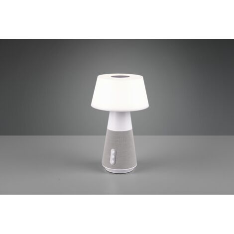 DJ LAMPADA DA TAVOLO BIANCA CON CASSA BLUETOOTH SEPARABILE RICARICABILE CON LUCE DINAMICA H. 28CM. incl. 1x SMD LED, 4,5W · 1x 600lm, 2700+4500+6500K (1/5)