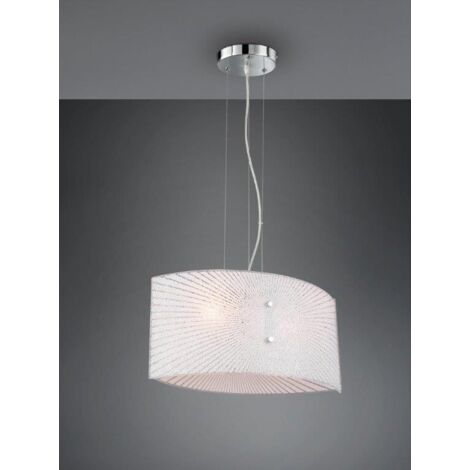 Lampada da soffitto elisa – Sospensione doppio vetro con decorazione graniglia – Finitura cromo – Larghezza 40cm – Montaggio a soffitto IP20 – Trio (1/7)