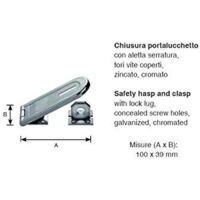 Masidef, DY2204541, Chiusura portalucchetto con aletta serratura, fori vite coperti, zincato, cromato 100x39mm