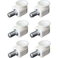 6 PEZZI - SUPPORTO REGGIPIANO CON VENTOSA IN PLASTICA BIANCA 13x15MM - CON PERNO DA INCASSARE IN ACCIAIO Ø5MM