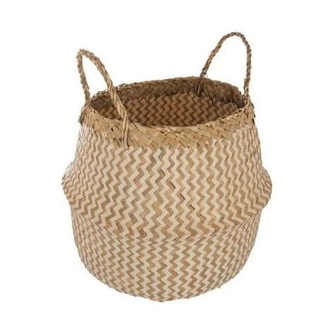 Panier en osier pliable à motifs - D 35 x H 40 cm - Marron - Livraison gratuite