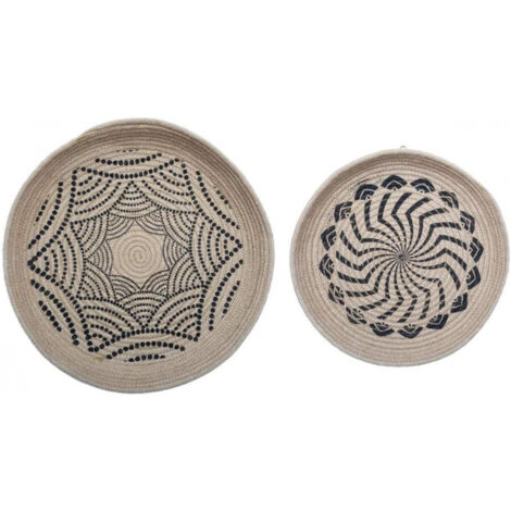 Set de deux décorations murales - Jute - Beige et Noir - Livraison gratuite