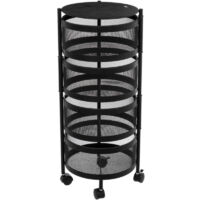 Resserre 4 paniers rotatifs sur roues en acier noir H 75 cm x D 30 cm Etagère de rangement cuisine, salle de bain, bureau... - Livraison gratuite