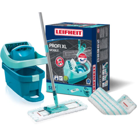Leifheit – Set Profi XL balai à laver sols avec housses micro duo – Largeur de nettoyage 42 cm – Essore-housse sur roulettes pour usage professionnel