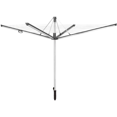 Leifheit – Séchoir parapluie Linomatic 500 Plus – 50 mètres de fils – Réglable en hauteur 1,06 à 1,72 m – Système de retrait automatique des fils