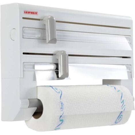 Leifheit – Porte-serviettes en papier mural 25703 – Plastique/acier – Installation murale simple – Découpe nette et rapide