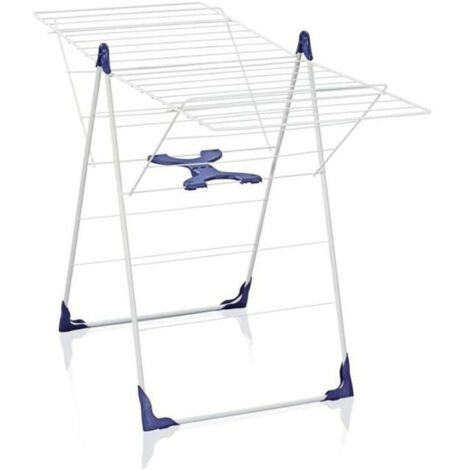 Leifheit – Séchoir à linge sur pied pliable 81408 – 20 mètres d'étendage – Ailes réglables en hauteur – Barres plastifiées résistantes aux intempéries