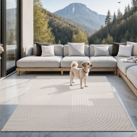 Santo Plus tapis moderne salon design boho beige, 140 x 200 cm
