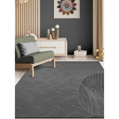 Rio tapis salon moderne antidérapant 3d anthracite, 140 x 200 cm (1/5)