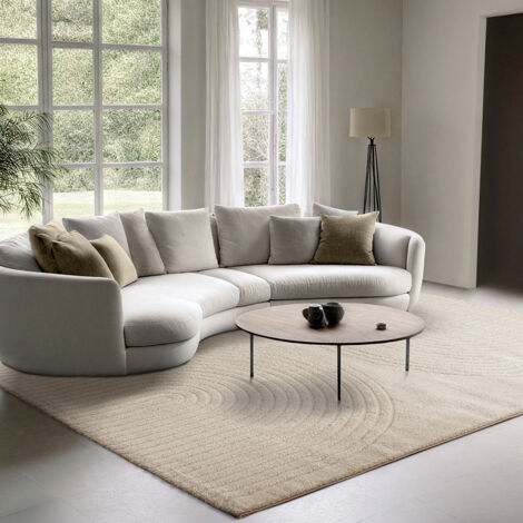 Elisa tapis salon moderne doux motif géométrique beige