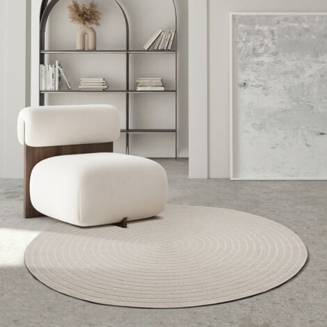 Tapis shaggy moderne 120 x 120 cm – Résistant aux intempéries – Facile à nettoyer – Style bohème crème – The Carpet (1/5)