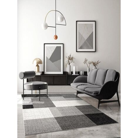 Pearl tapis salon court poil dense découpé gris, 120 x 160 cm