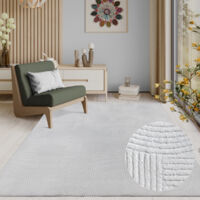 Rio tapis salon moderne antidérapant 3d blanc cassé, 140 x 200 cm