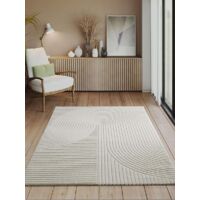 Everest tapis salon chambre court poil doux crème, 120 x 170 cm