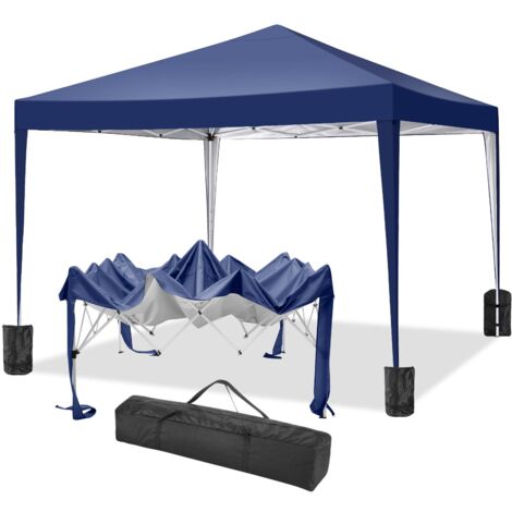 Carpa de jardín plegable 3x3m Protección UV impermeable, Barnum plegable para bodas, picnics, mercados, camping, Azul oscuro (1/5)