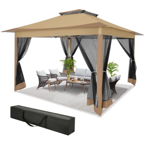 Tente pliable 3.6x3.6m – Pavillon imperméable avec protection UV 50% – Structure en acier – Montage rapide avec sac de transport