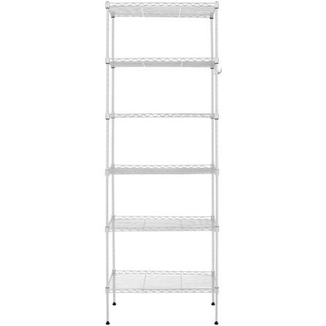 Etagère métallique 50x30x160cm – 6 niveaux réglables – Acier au carbone antirouille – Pour cuisine, salle de bain, bureau – Argent (1/5)