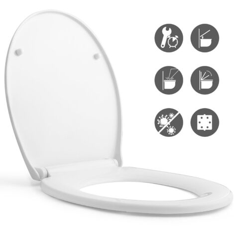 Abattant WC familial avec frein de chute – Lunette en plastique haute qualité – Forme O à fermeture douce – Confort et sécurité