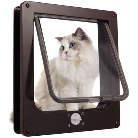 Chatière magnétique 4 voies 23.5 x 27 x 5.5cm – Pour chats et petits chiens – Matériau ABS résistant aux intempéries – Tunnel transparent (1/5)