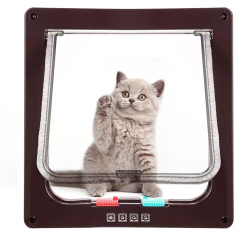 Chatière pour Chat avec magnétique à 4 Voies, 23,5 x 25cm, Porte pour Animaux de Compagnie pour Chats et Petits Chiens, Porte pour Chat avec Tunnel - L