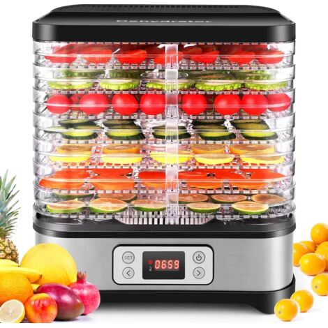 Déshydrateur alimentaire 8 plateaux 400W – Acier inoxydable et plastique – Minuterie et réglages de température – Écran LCD