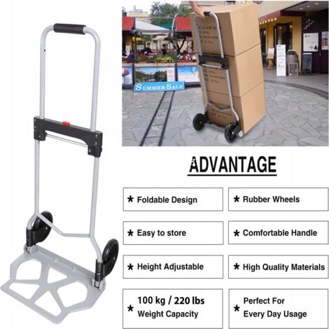 Diable Pliable Chariot à Plate-Forme 55 LB - Chariot Bagages Léger 4 Roues Avec Corde Élastique Ibuger