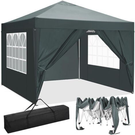 Tonnelle pliante 3x3m imperméable – 4 parois amovibles avec fenêtres – Hauteur réglable 183/192/200cm – Pour événements extérieurs