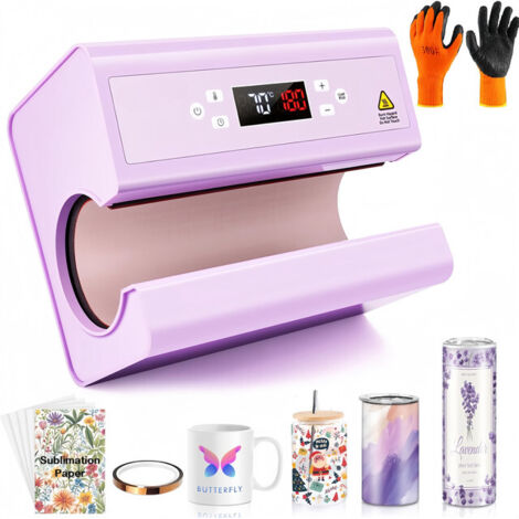 Système de repassage automatique avec presse à chaleur à tambour, bande chauffante pour papier de sublimation et gants,processus de chauffage rapide et uniforme 550W, 29.5×22.6, Violet (1/5)