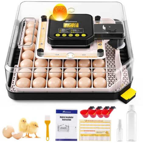 Couveuse Oeuf Automatique 48 Oeufs, Couveuses Oeuf Pour ufs de Volailles avec 4 Modes vue à 360°, Incubateur Oeuf Retournement Automatique des Oeufs et Contrôle de la Température, Gris