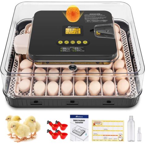 Couveuse Oeuf Automatique 56 Oeufs, Couveuses Oeuf Pour ufs de Volailles avec 4 Modes vue à 360°, Incubateur Oeuf Retournement Automatique des Oeufs et Contrôle de la Température, Gris